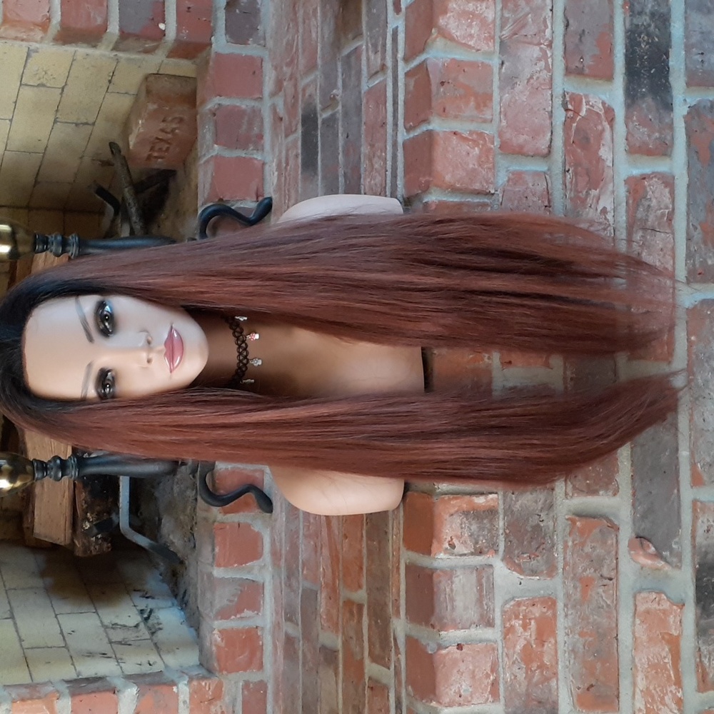 Super Long Red w/ Black Roots Lacefront Wig